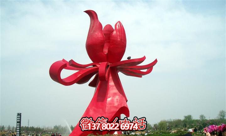大型紅色不銹鋼雕塑紫荊花，給你的廣場帶來美景