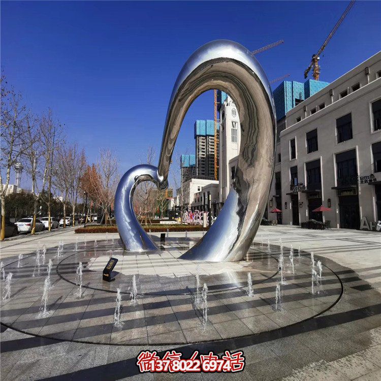 不銹鋼圓形雕塑精致工藝，拋光鏡面，抽象藝術