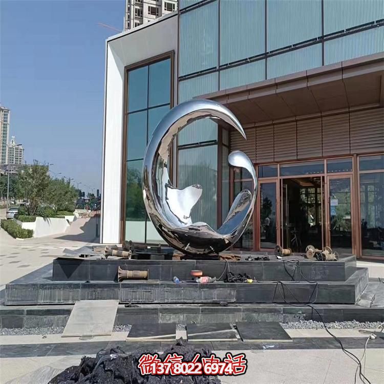 高端不銹鋼創(chuàng)意鏡面圓環(huán)雕塑，點(diǎn)綴酒店會(huì)所裝飾