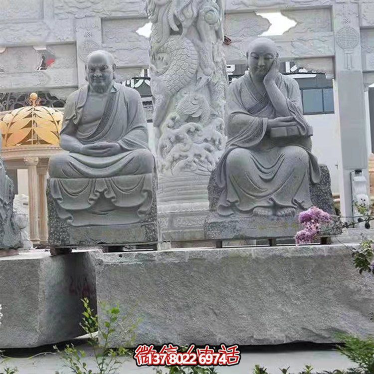 大型戶外石雕佛像雕塑，裝點(diǎn)美麗的寺院園林