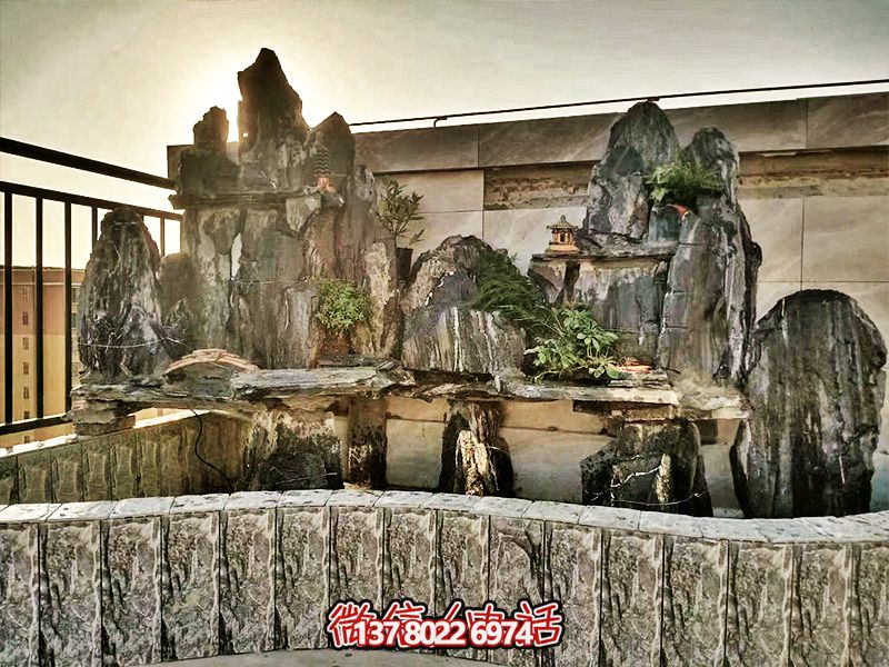 精美小型假山景觀陽(yáng)臺(tái)擺放裝飾