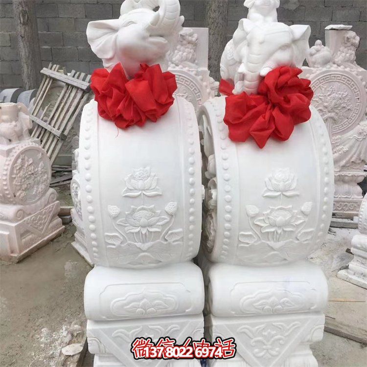白玉抱鼓大型石雕門(mén)口庭院裝飾品