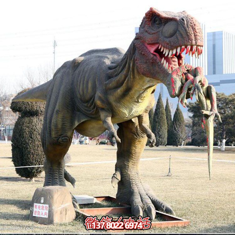 玻璃鋼仿真恐龍雕像，為動(dòng)物園、園林等戶外場(chǎng)所擺放