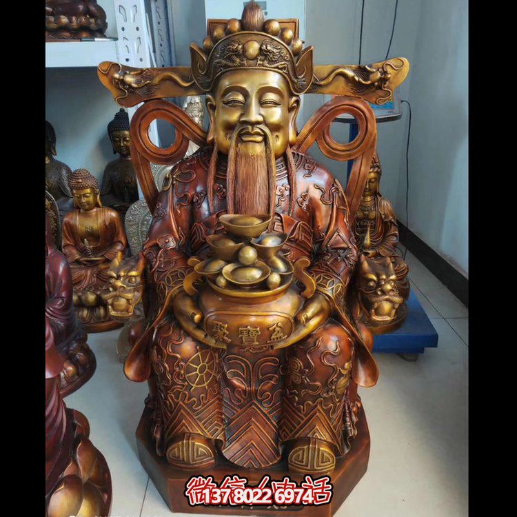 家用純銅鍛造財(cái)神爺?shù)袼堋?cái)源滾滾，祝福財(cái)運(yùn)永久