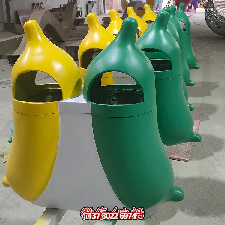 創(chuàng)意玻璃鋼垃圾桶，家庭園林裝飾擺件