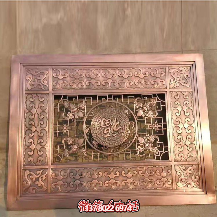 集酒店庭院裝飾黃銅鍛造、鏤空中式壁畫雕塑于一體的藝術裝飾