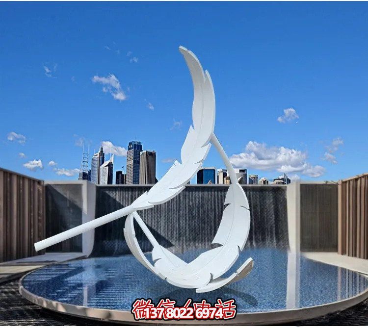 大型不銹鋼鏡面羽毛雕塑，創意園林景觀裝置