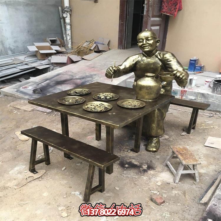 玻璃鋼仿銅人物雕塑擺件，高雅裝點戶外園林