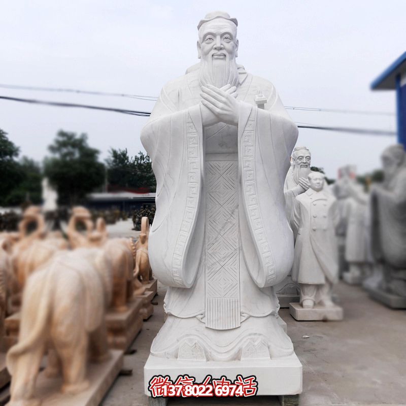 漢白玉孔子雕塑傳承中華文化，融入創(chuàng)意景區(qū)