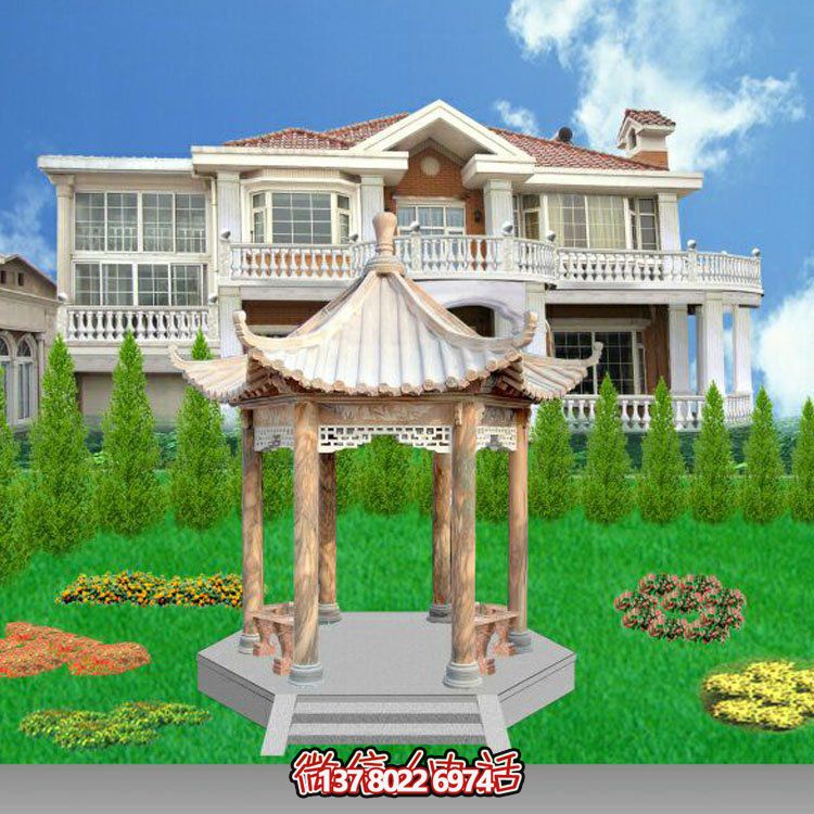 中式風格涼亭，寧靜休息，美景欣賞