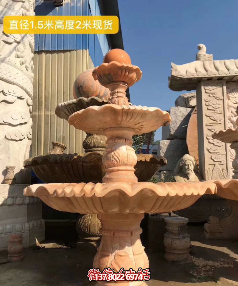 紅色晚霞風(fēng)水球石雕景觀噴泉，點(diǎn)亮小區(qū)美景