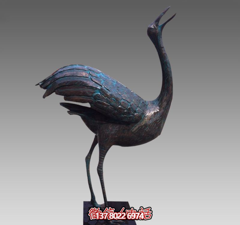 銅雕公園景區(qū)大型戶(hù)外裝飾品彩繪仙鶴雕塑