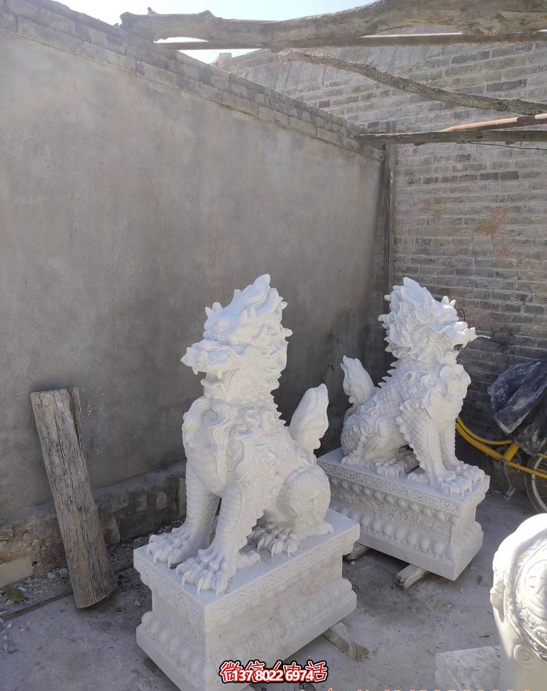 飯店門口漢白玉石雕麒麟雕塑 飯店門口漢白玉石雕麒麟雕塑