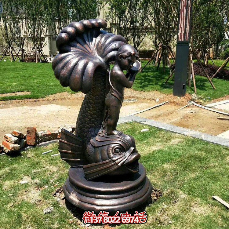 噴水鯉魚(yú)銅雕擺件