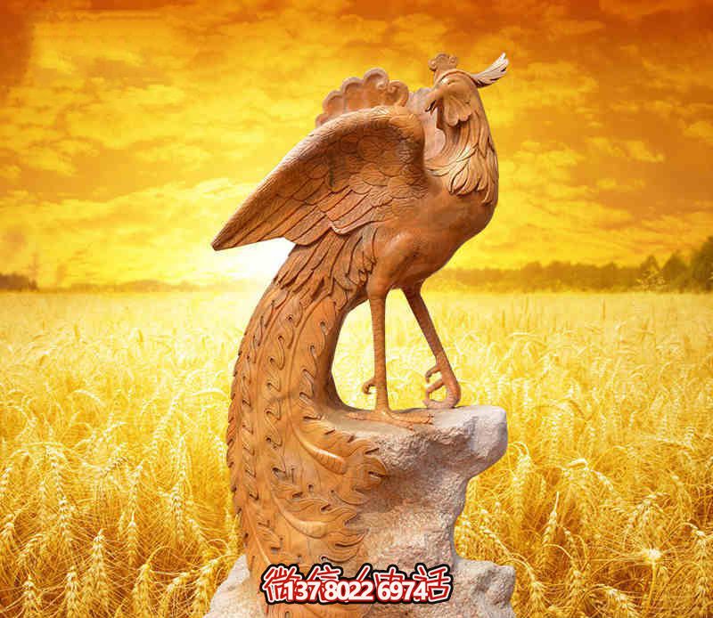 景區(qū)戶(hù)外創(chuàng)意晚霞紅石雕鳳凰雕塑