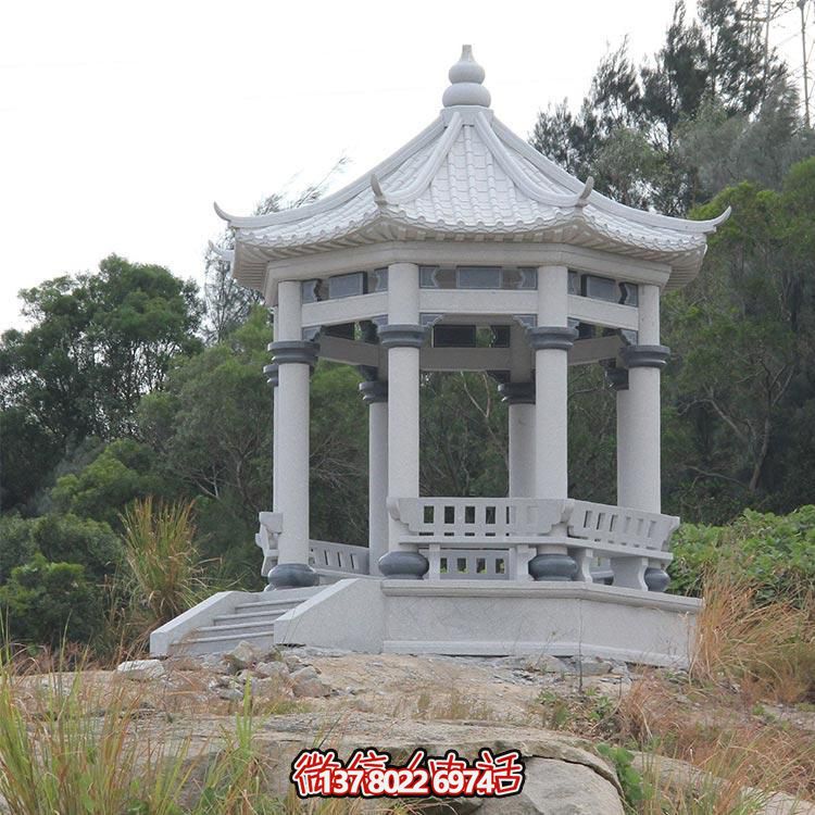 戶(hù)外景區(qū)景點(diǎn)中式大理石石雕休息乘涼涼亭